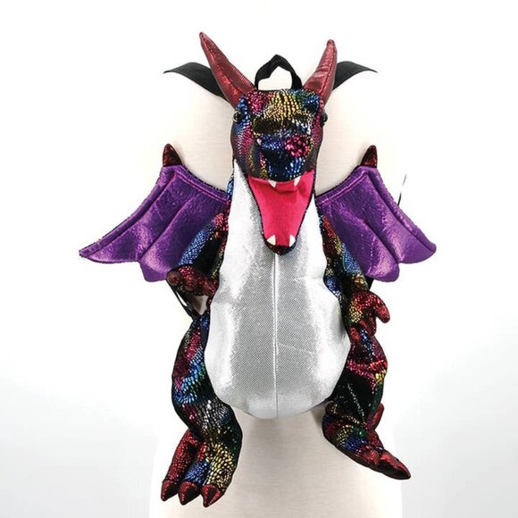 SPOOKYVILLE CRITTERS Rainbow Dragon Plush Backpack - Picture 1 of 4